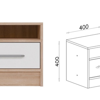 szafka 40 nocna z szufladą Smart SR7 stolik nocny dąb sonoma + biały do sypialni pokoju
