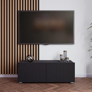 szafka 100 rtv Kolder 01 wisząca stojąca telewizyjna komoda stolik tv frezowany ryflowany czarny mat do pokoju salonu