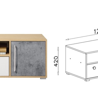 zestaw mebli młodzieży dzieci ucznia Step 3 komplet biurko regał szafka rtv komplet dąb biszkoptowy + biały + beton do pokoju