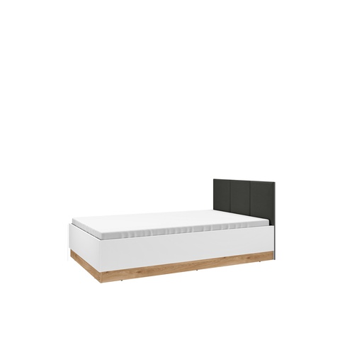 łóżko 120x200 z tapicerowanym zagłówkiem Torino 1202 młodzieżowe duże 120 szerokie Biały dąb castello grafit do pokoju sypialni