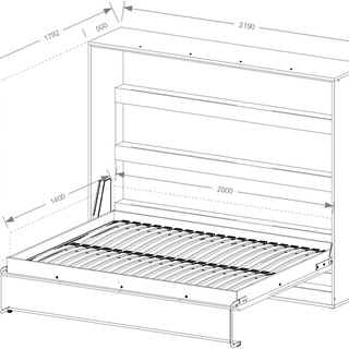 łóżko 140x200 półkotapczan Perfect 11 młodzieżowe 140 szerokie w szafie