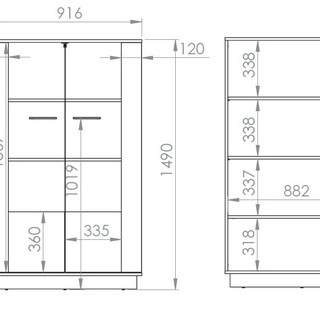 zestaw mebli z oświetleniem Modesto 6 komoda witryna podświetlona loft dąb stylowy + czarny do pokoju salonu