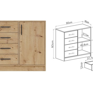 komoda 90 z szufladami półką drzwiami Smart SRK2 mała szafka
