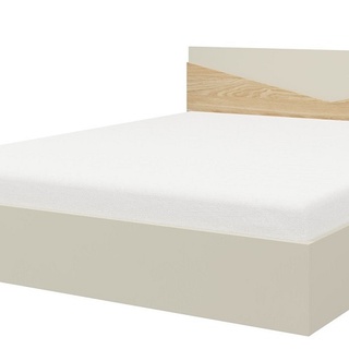 zestaw mebli sypialnianych Aston 1 łóżko komoda szafa komplet dąb szarobeżowy czarny do sypialni
