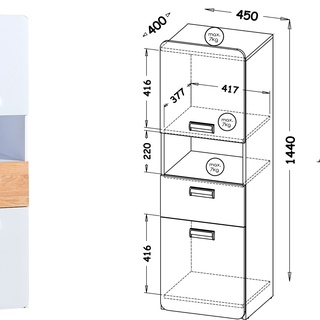 regał 45 mały niski zamykany Lorento L-4 z szufladą wąska szafka