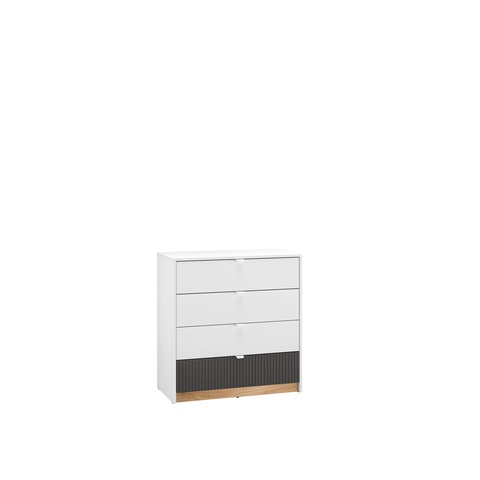 komoda 82 z szufladami frezowana Torino 07 nowoczesna mała szafka biała dąb castello grafit do pokoju sypialni biura