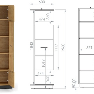 zestaw mebli nowoczesnych loft Modesto 1 komoda witryna szafka rtv meblościanka dąb stylowy + czarny do pokoju salonu