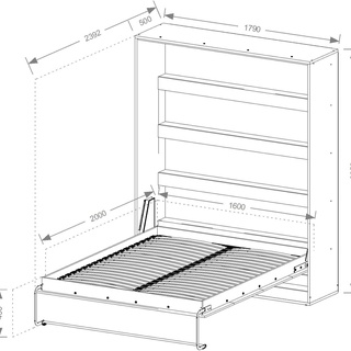 łóżko 160x200 chowane w szafie Perfect 12 duży 160 półkotapczan