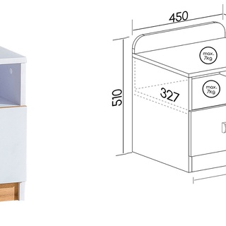 szafka 45 mała z szufladą Lorento L-12 nocny stolik biały