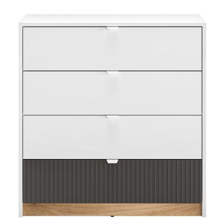 komoda 82 z szufladami frezowana Torino 07 nowoczesna mała szafka biała dąb castello grafit do pokoju sypialni biura