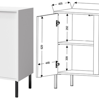 komoda 145 trzydrzwiowa na nóżkach Mia 02 szafka biała szeroka