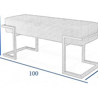 ławka 100 z metalowymi nogami Good C tapicerowana siedzisko biały +kolory do przedpokoju korytarza