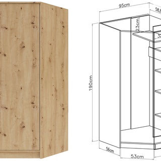 szafa 95 narożna z półkami drążkami Smart SR4 duża rogowa garderoba