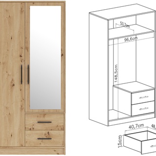 szafa 100 z lustrem szufladami Smart SRL3 uchylna garderoba