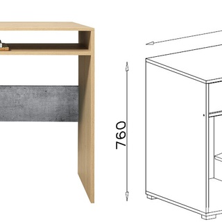 zestaw mebli młodzieży dzieci ucznia Step 3 komplet biurko regał szafka rtv komplet dąb biszkoptowy + biały + beton do pokoju