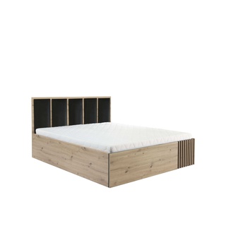 łóżko 140x200 podnoszone z pojemnikiem zagłówkiem lamelami Cali 16 140 młodzieżowe duże artisan czarny do sypialni pokoju