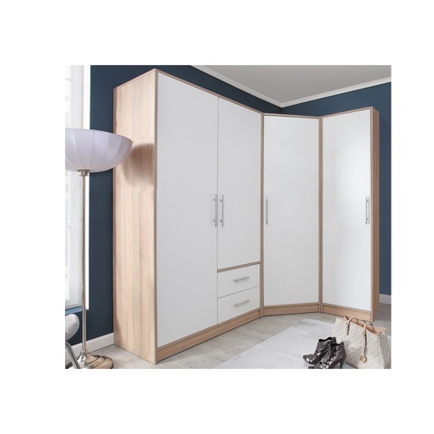 zestaw mebli komplet szaf Smart B garderoba rogowa narożna szafa sonoma biały / antracyt / artisan do pokoju sypialni korytarz