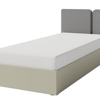 łóżko 90x200 z pojemnikiem Luca 13 podnoszone pojedyncze 90 jednoosobowe z zagłówkiem eukaliptus beż szary do pokoju sypialni