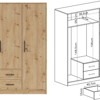 szafa 150 z półkami szufladami drążkiem Smart SR2 uchylna garderoba