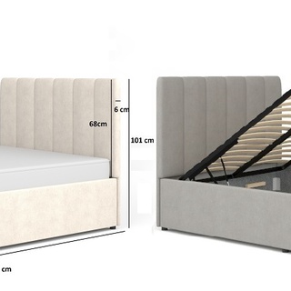 zestaw mebli Mossa 5 łóżko tapicerowane szafa toaletka - biurko młodzieżowe biały cashmere czarny + dąb do pokoju sypialni
