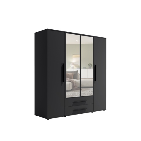 Szafa 197, 6 czterodrzwiowa MAXIONE 13 z lustrem duża artisan czarna