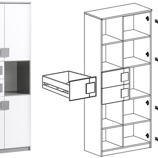 regał 80 duży Gumi G-2 słupek zamykany z półkami szufladami