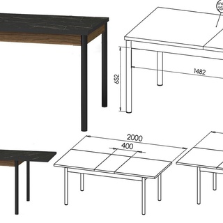 stół 160 200 240 rozkładany rozsuwany Prestigo 14 nowoczesny loft metalowe nogi orzech warmia san sebastian czarny do pokoju