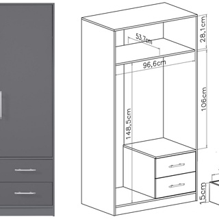 szafa 100 ubraniowa z szufladami Smart SR3 dwudrzwiowa garderoba