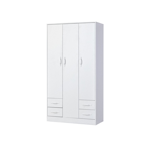 Szafa 120 wysoka PERFECT 01 z półkami szufladami drążkiem biała