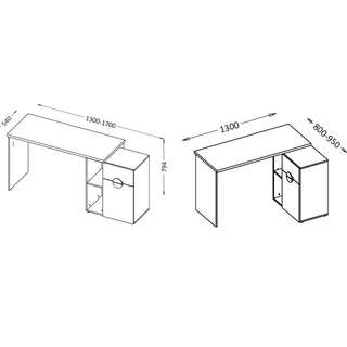 biurko 130 -170 proste narożne z szafką Melo 08 prawe lewe duże szerokie do pokoju biura