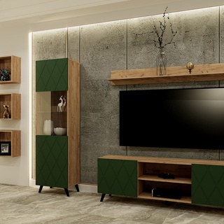 szafka 160 rtv frezowana Diverse DITV-1 komoda telewizyjna stolik tv na nogach biały czarny zielony dąb craft do pokoju salonu