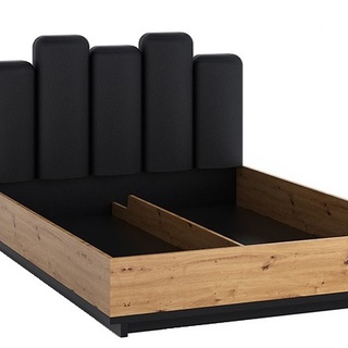 zestaw mebli sypialnianych Ines 2 komplet łóżko podnoszone z szufladami komoda duża szafa loft dąb artisan + czarny do sypialni