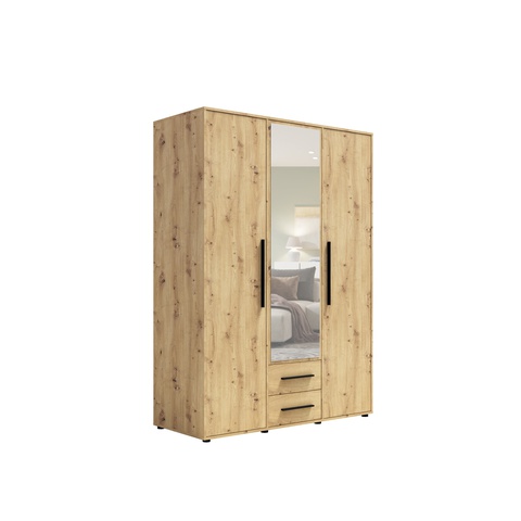 Szafa 150 z szufladami lustrem MAXIONE 12 garderoba półki drążki