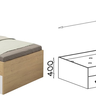 zestaw mebli dla młodzieży dzieci Step C duży komplet łóżko biurko komoda szafa regał dąb biszkoptowy + biały + beton do pokoju