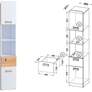 regał 35 z szufladą Lorento L-3 wąski wysoki słupek na zabawki książki