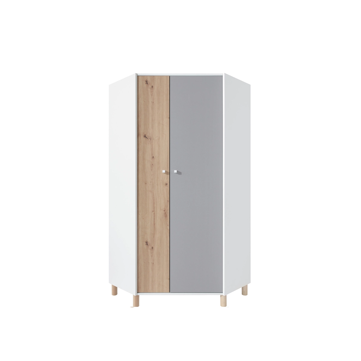 Szafa 90 narożna na nóżkach FARO 02 z półkami drążkami r | Marmex