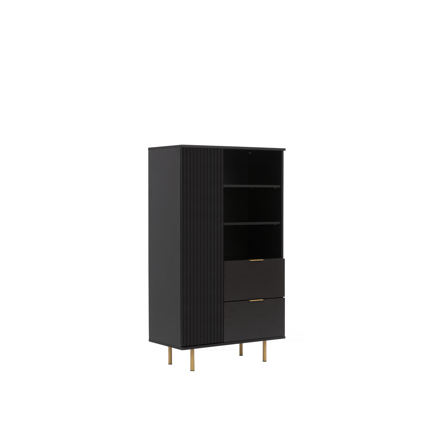 Regał 80 niski zamykany ryflowane lamele NUBIA 04 wysoka | Marmex